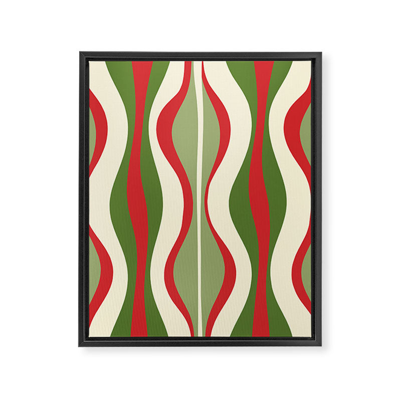 Mod Christmas - Retro Hourglass Abstract Pattern in Green, Red, and Cream  Framed Canvas Print Gallery Image 6
