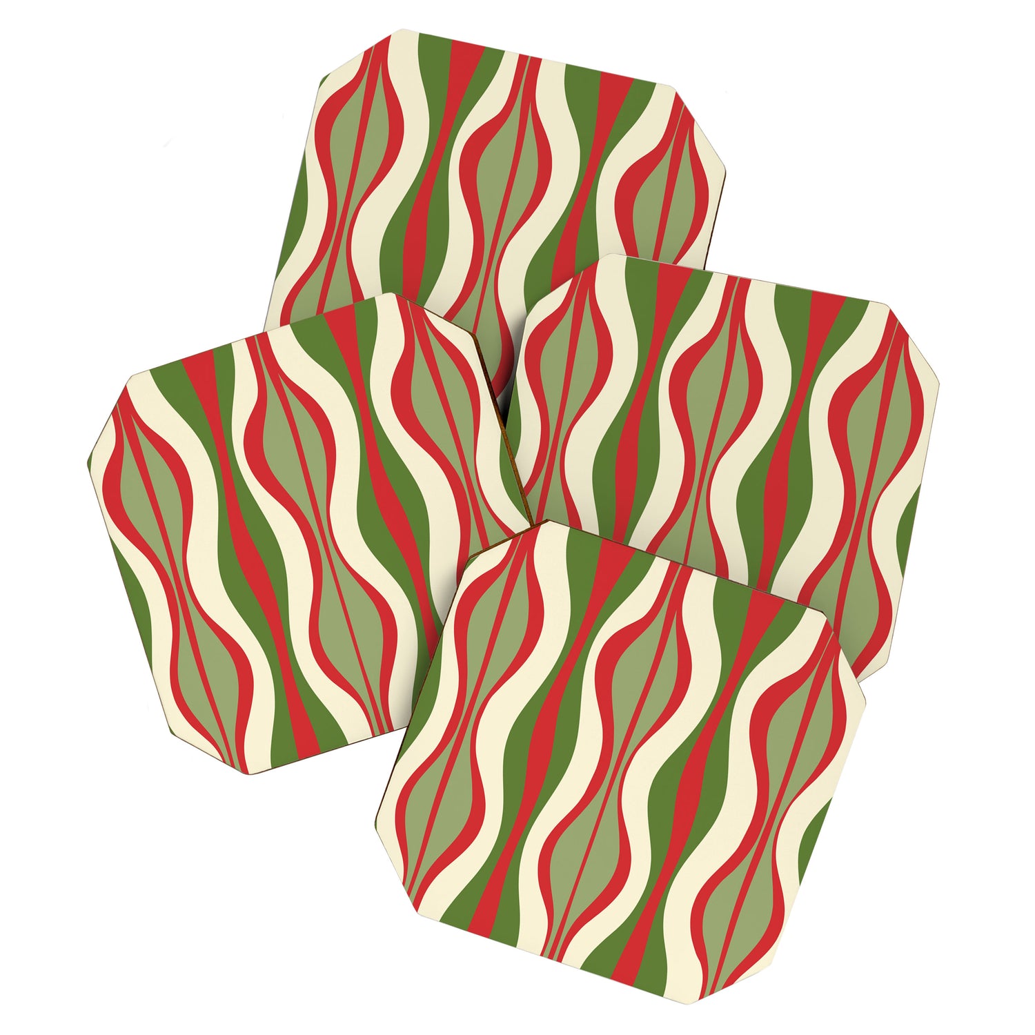 Mod Christmas Retro Xmas Hourglass Abstract Pattern  Coaster Gallery Image 1