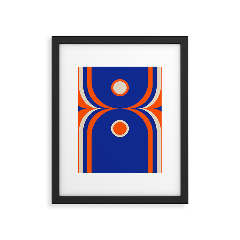 Mod Curves Retro Abstract in Bright Blue and Orange Framed Art Print Gallery Image 6