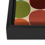 Mod Dots Midcentury Modern Pattern in Mid Mod Turquoise, Orange, Olive, Blue, Mustard, and Beige Framed Canvas Print Gallery Image 3