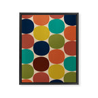 Mod Dots Midcentury Modern Pattern in Mid Mod Turquoise, Orange, Olive, Blue, Mustard, and Beige Framed Canvas Print Gallery Image 6