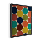 Mod Dots Midcentury Modern Pattern in Mid Mod Turquoise, Orange, Olive, Blue, Mustard, and Beige Framed Canvas Print Gallery Image 2