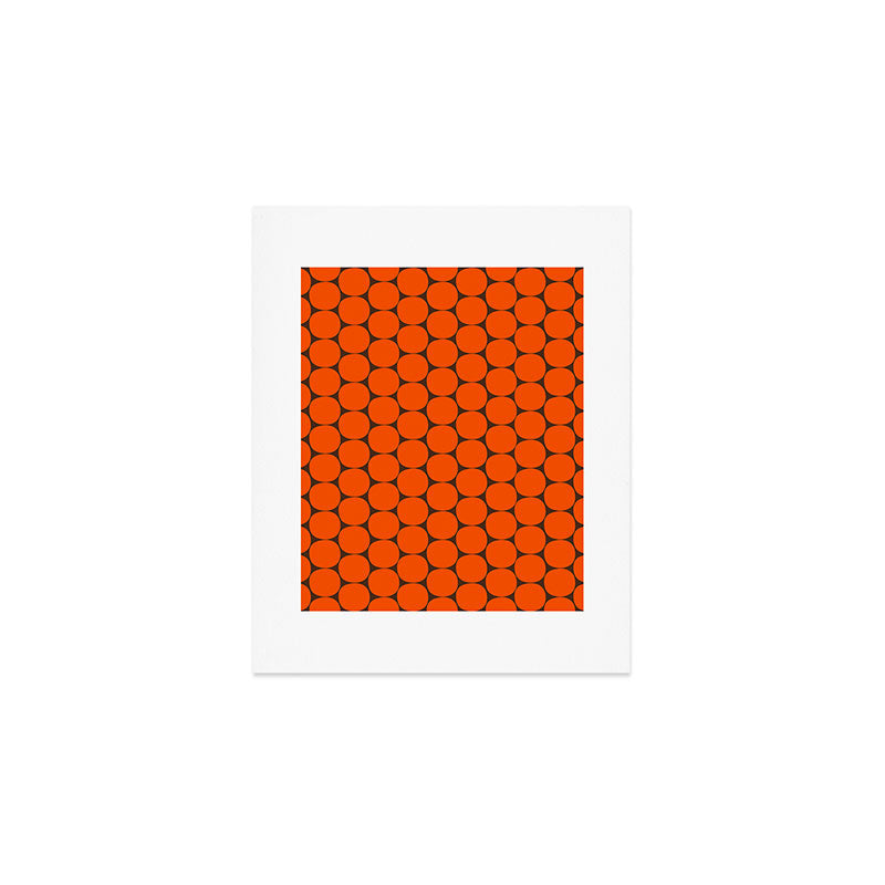 Mod Dots Retro Contemporary Pattern in 70s Orange and Dark Brown Art Print Gallery Image 1