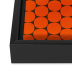 Mod Dots Retro Contemporary Pattern in 70s Orange and Dark Brown Framed Canvas Print Gallery Image 3