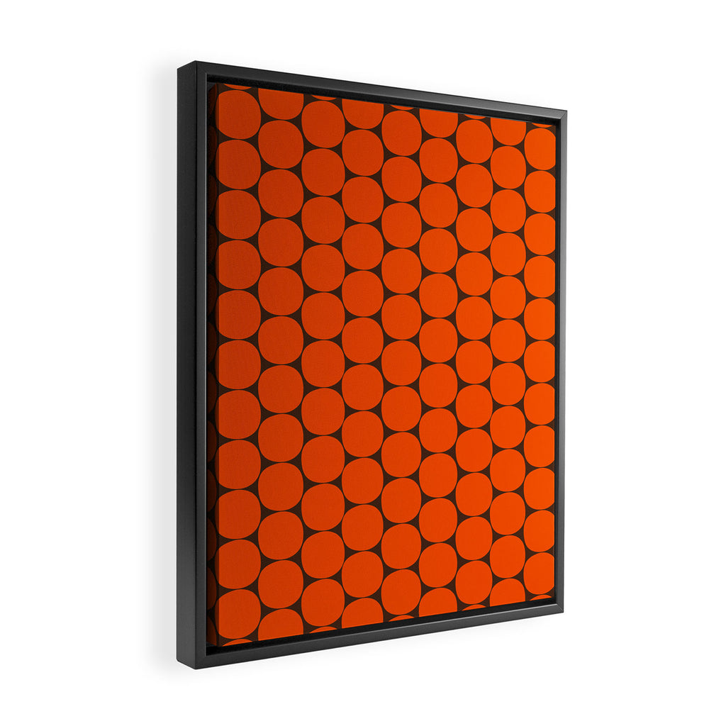 Mod Dots Retro Contemporary Pattern in 70s Orange and Dark Brown Framed Canvas Print Gallery Image 2