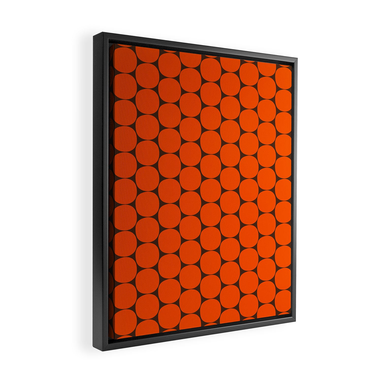 Mod Dots Retro Contemporary Pattern in 70s Orange and Dark Brown Framed Canvas Print Gallery Image 2