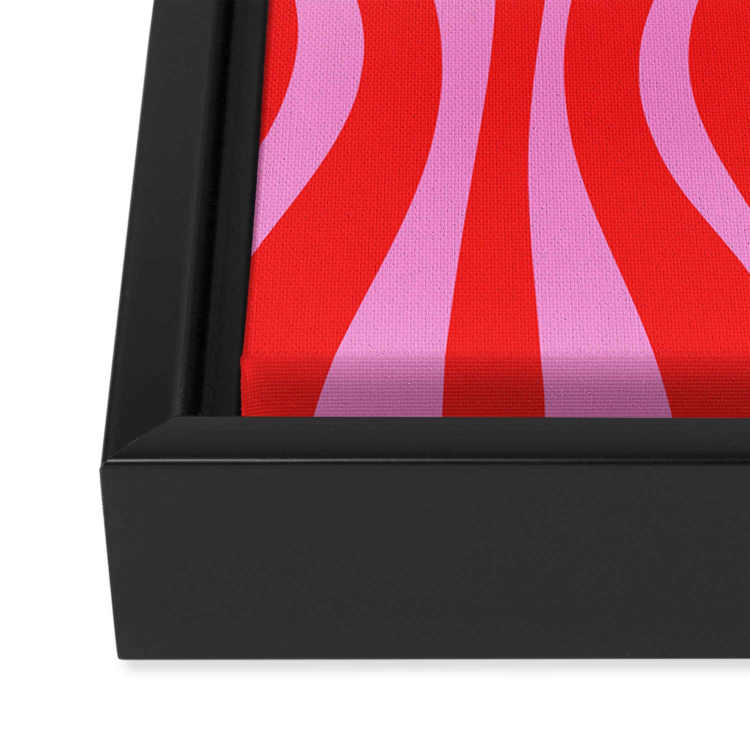 Mod Hourglass Abstract Midcentury Modern Retro Pattern in Preppy Pink and Red Framed Canvas Print Gallery Image 3