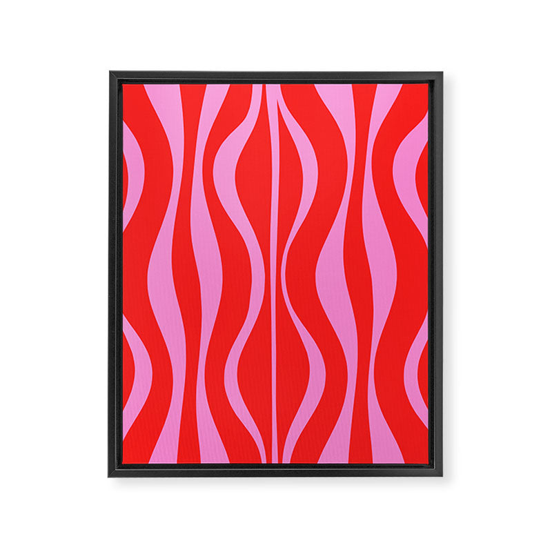 Mod Hourglass Abstract Midcentury Modern Retro Pattern in Preppy Pink and Red Framed Canvas Print Gallery Image 6