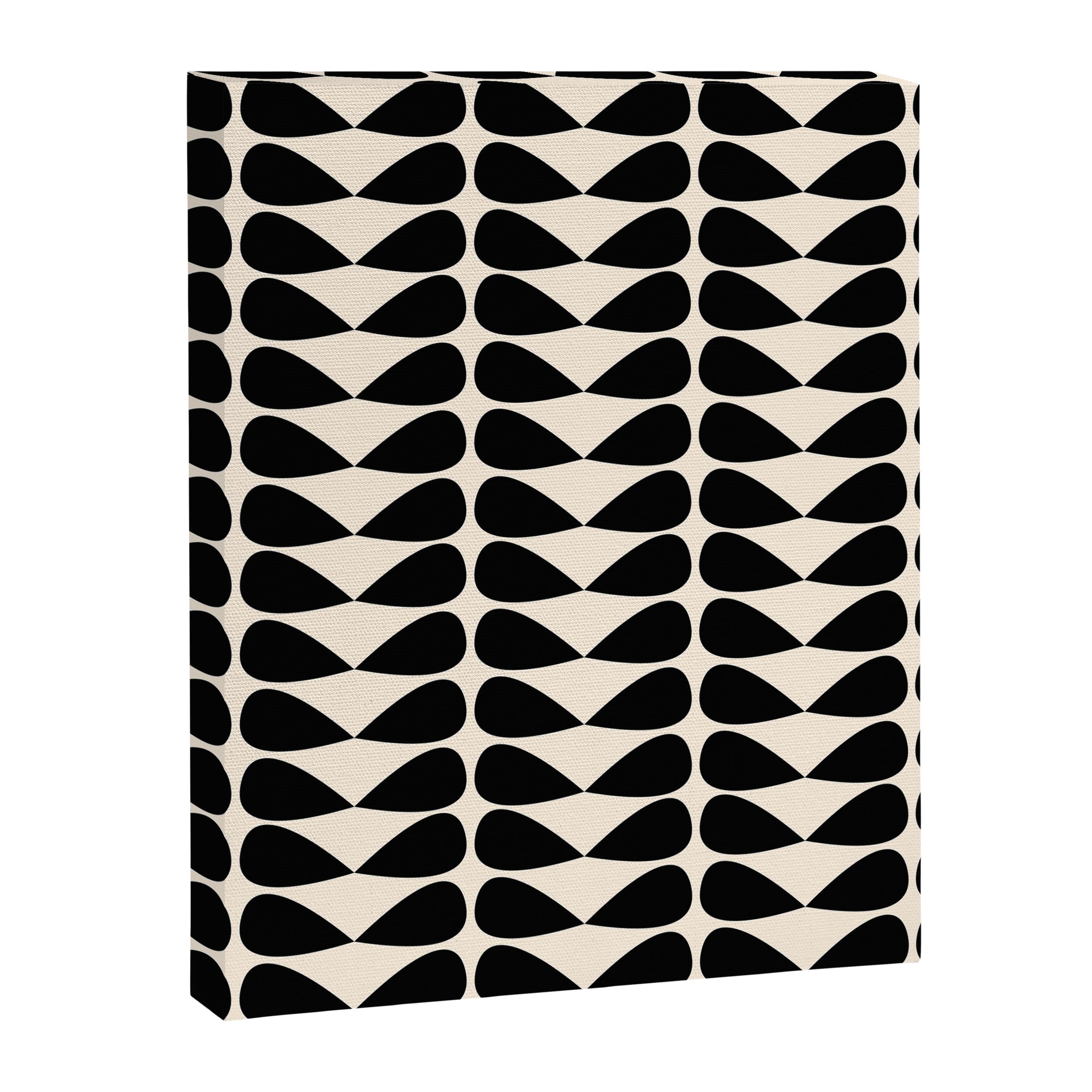 Mod Leaves Mid Century Modern Abstract Pattern in Black and Almond Cream Canvas Print Gallery Image 8