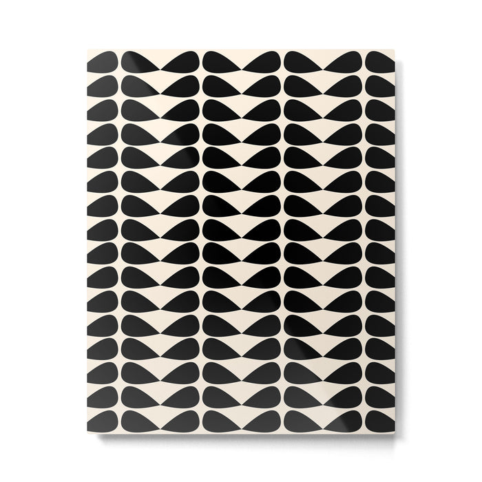 Mod Leaves Mid Century Modern Abstract Pattern in Black and Almond Cream Metal Print Gallery Image 1