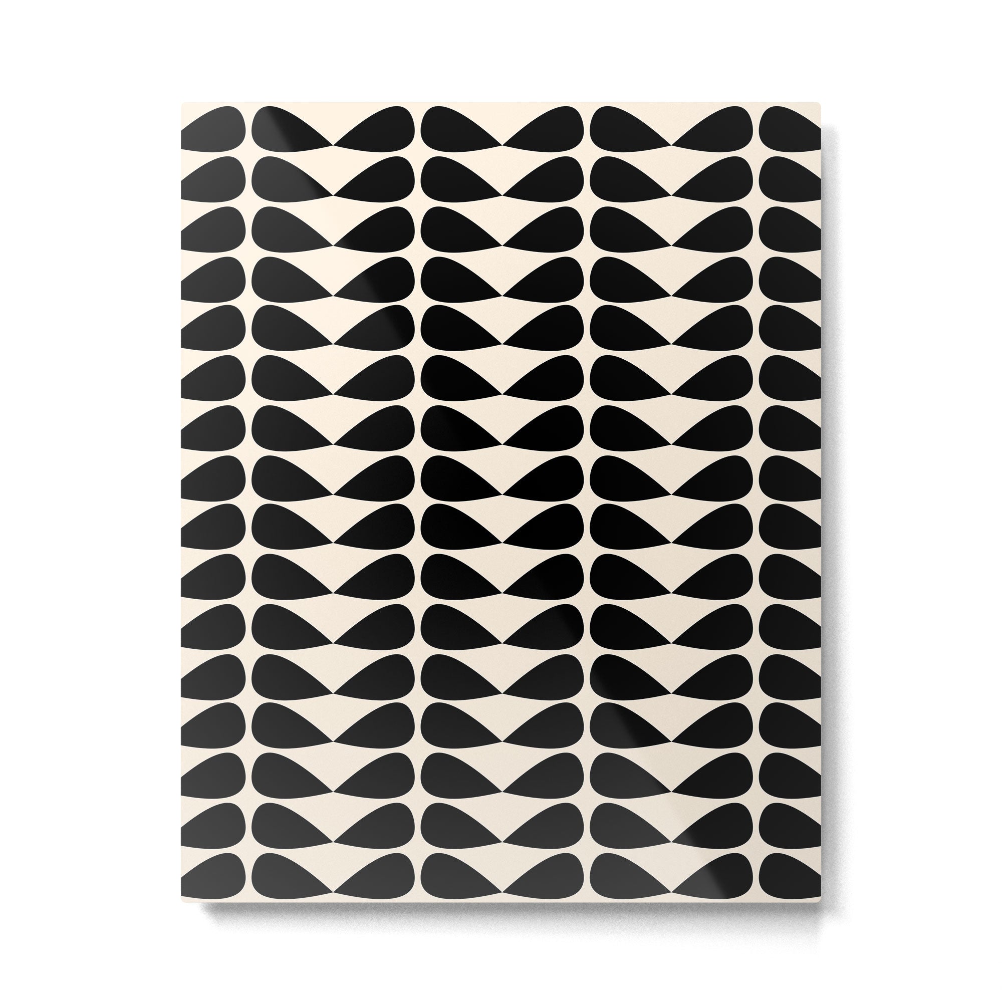 Mod Leaves Mid Century Modern Abstract Pattern in Black and Almond Cream Metal Print Gallery Image 6