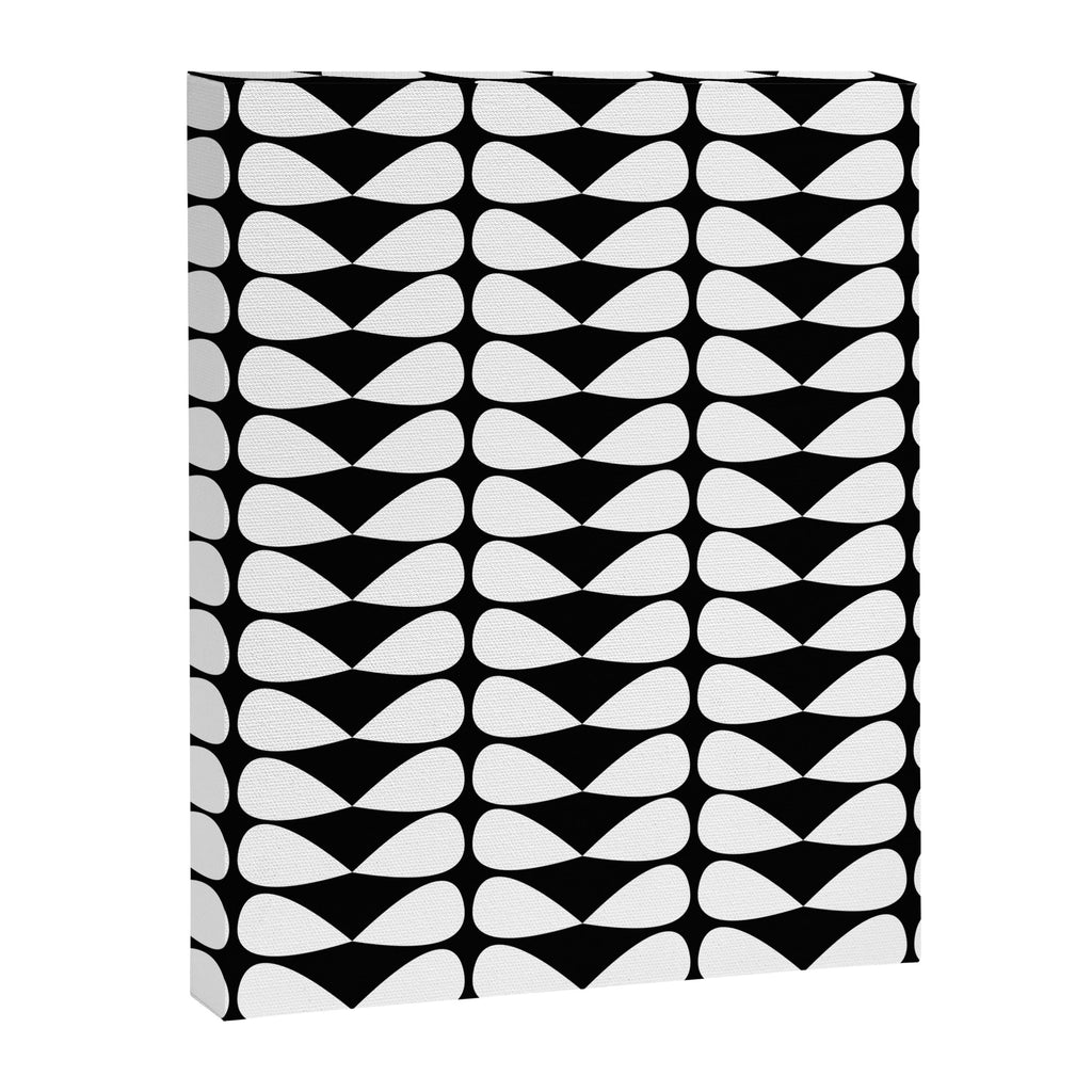 Mod Leaves Mid Century Modern Abstract Pattern in White and Black Canvas Print Gallery Image 8