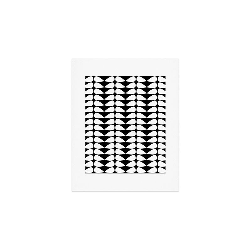 Mod Leaves Mid Century Modern Abstract Pattern in White and Black Art Print Gallery Image 1