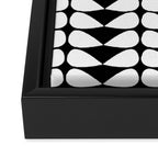 Mod Leaves Mid Century Modern Abstract Pattern in White and Black Framed Canvas Print Gallery Image 3