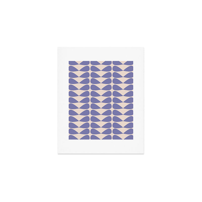 Mod Leaves Minimalist Abstract Pattern in Periwinkle Purple and Cream Art Print Gallery Image 1