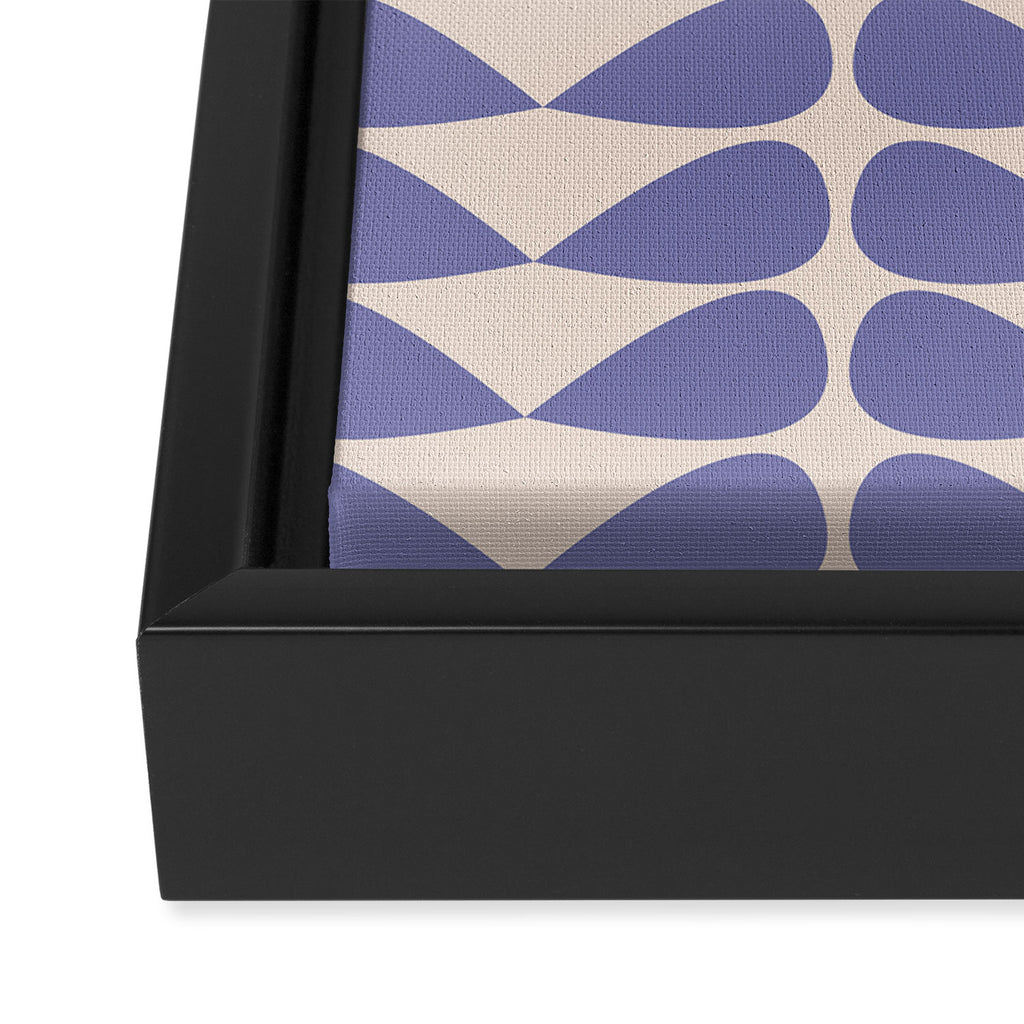Mod Leaves Minimalist Abstract Pattern in Periwinkle Purple and Cream Framed Canvas Print Gallery Image 3