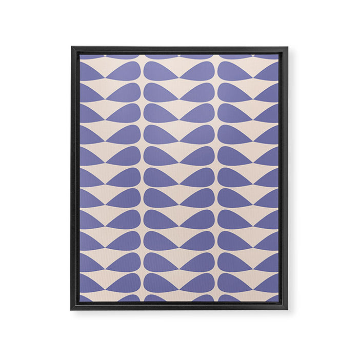 Mod Leaves Minimalist Abstract Pattern in Periwinkle Purple and Cream Framed Canvas Print Gallery Image 1