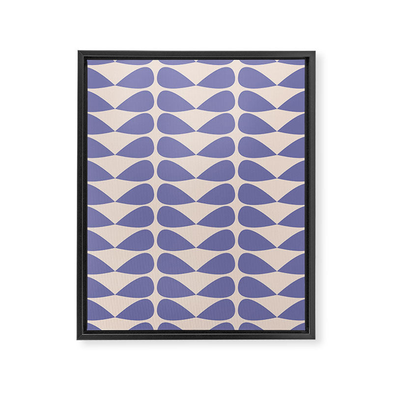 Mod Leaves Minimalist Abstract Pattern in Periwinkle Purple and Cream Framed Canvas Print Gallery Image 8