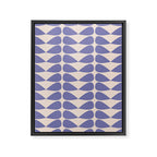 Mod Leaves Minimalist Abstract Pattern in Periwinkle Purple and Cream Framed Canvas Print Gallery Image 8
