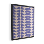 Mod Leaves Minimalist Abstract Pattern in Periwinkle Purple and Cream Framed Canvas Print Gallery Image 2