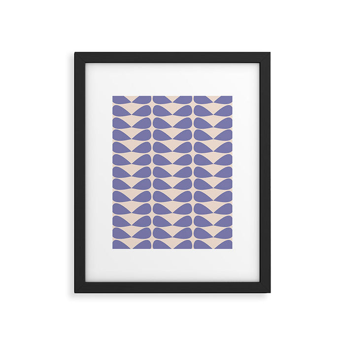 Mod Leaves Minimalist Abstract Pattern in Periwinkle Purple and Cream Framed Art Print Gallery Image 1