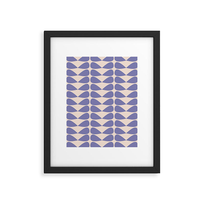Mod Leaves Minimalist Abstract Pattern in Periwinkle Purple and Cream Framed Art Print Gallery Image 6