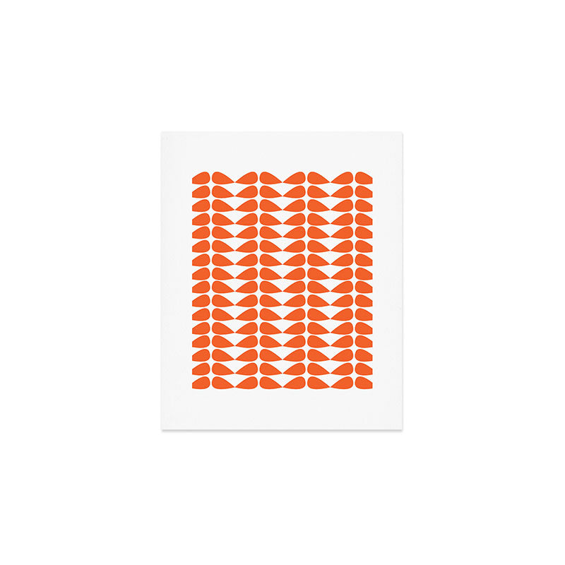 Mod Leaves Orange and White Minimalist Pattern  Art Print Gallery Image 1