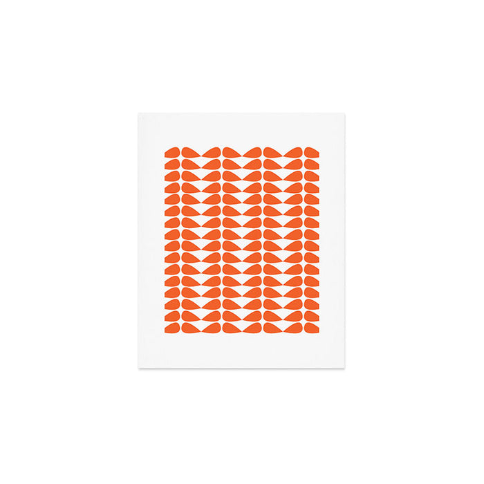 Mod Leaves Orange and White Minimalist Pattern  Art Print Gallery Image 1