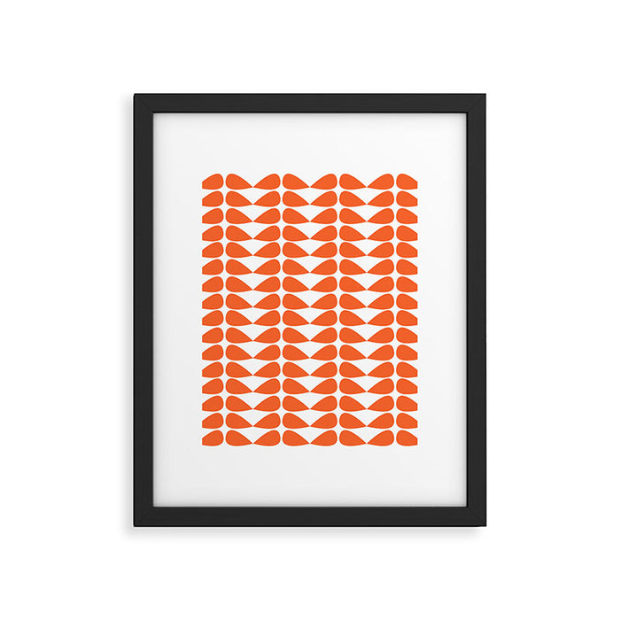 Mod Leaves Orange and White Minimalist Pattern  Framed Art Print Gallery Image 1