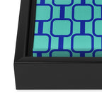 Mod Links Mid Century Modern Geometric Pattern Aqua Blue Framed Canvas Print Gallery Image 3