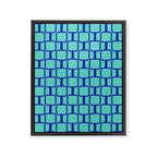 Mod Links Mid Century Modern Geometric Pattern Aqua Blue Framed Canvas Print Gallery Image 8