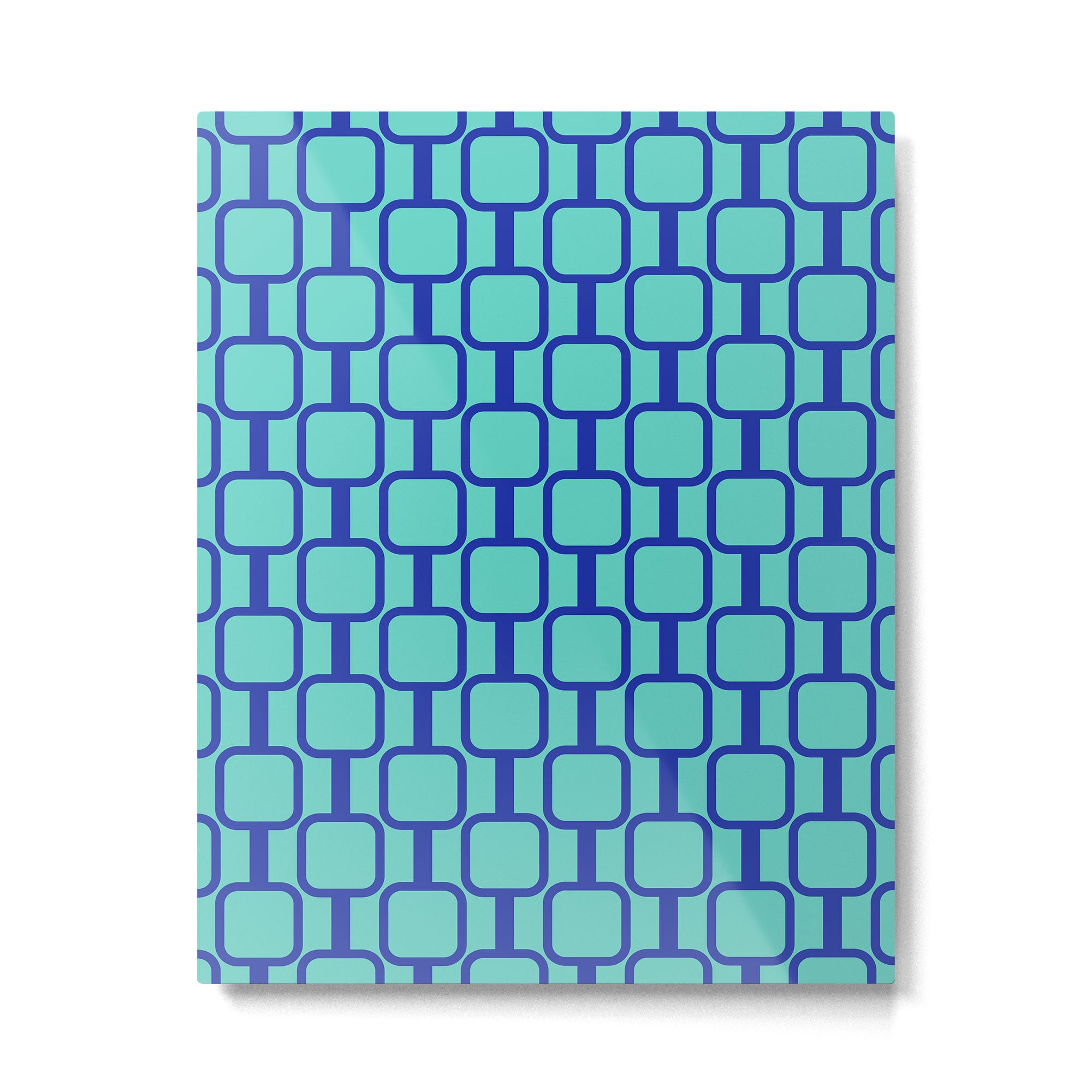 Mod Links Mid Century Modern Geometric Pattern Aqua Blue Metal Print Gallery Image 6