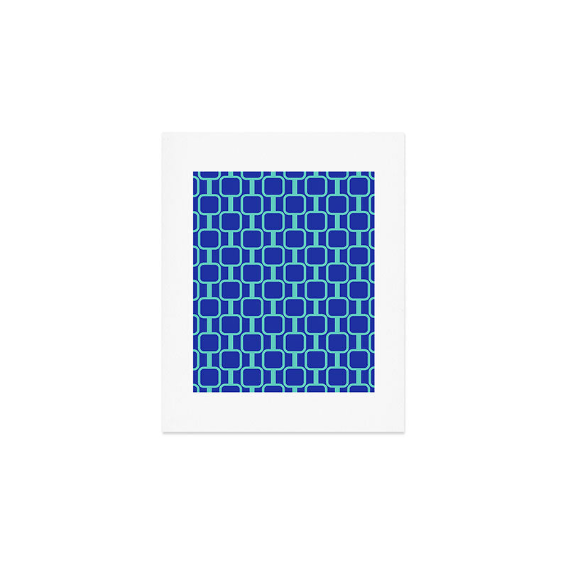 Mod Links Mid Century Modern Geometric Pattern Blue Aqua Art Print Gallery Image 1