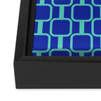 Mod Links Mid Century Modern Geometric Pattern Blue Aqua Framed Canvas Print Gallery Image 3