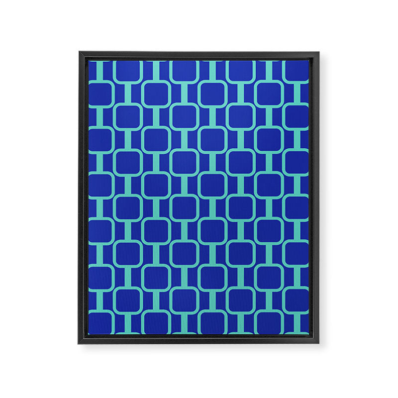 Mod Links Mid Century Modern Geometric Pattern Blue Aqua Framed Canvas Print Gallery Image 8