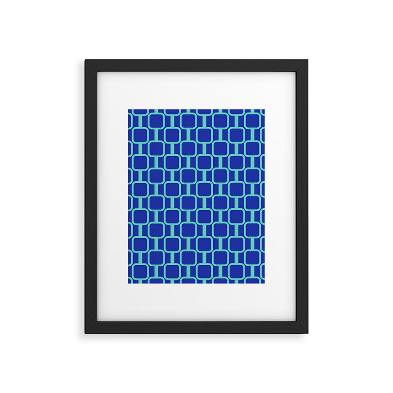 Mod Links Mid Century Modern Geometric Pattern Blue Aqua Framed Art Print Gallery Image 6