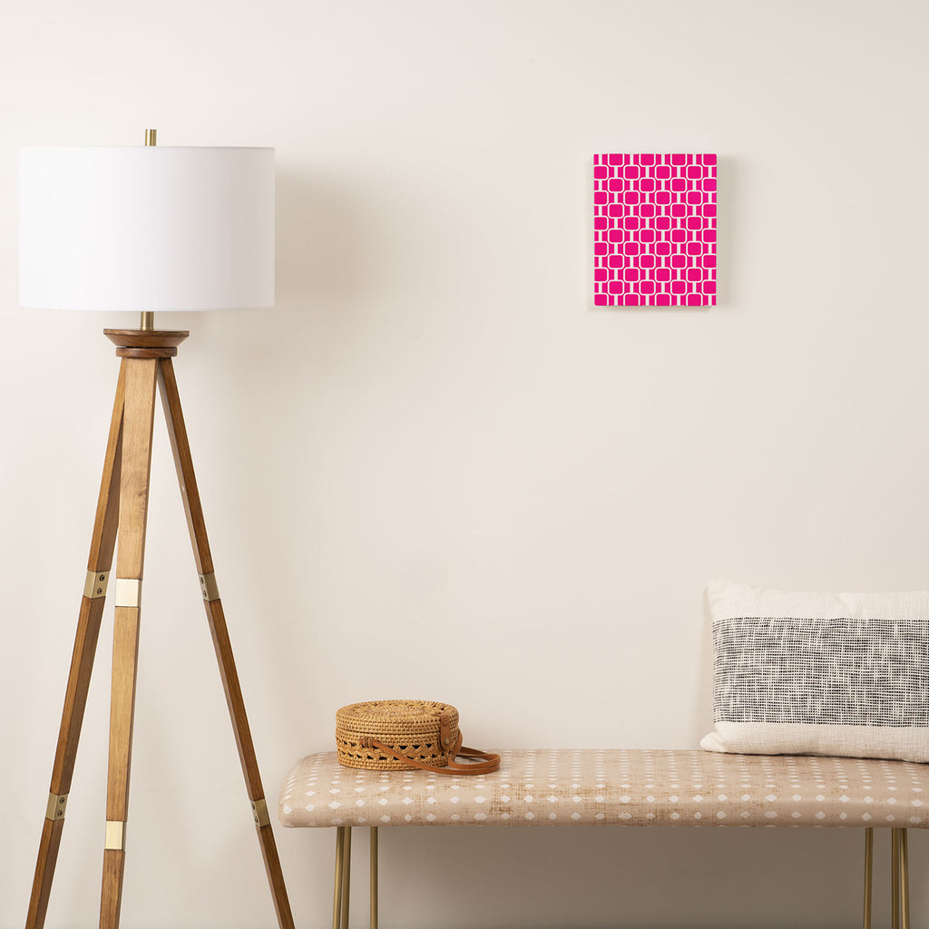 Mod Links Retro Geometric Pattern in Hot Pink and White  Canvas Print Gallery Image 2