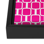 Mod Links Retro Geometric Pattern in Hot Pink and White  Framed Canvas Print Gallery Image 3