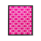 Mod Links Retro Geometric Pattern in Hot Pink and White  Framed Canvas Print Gallery Image 8