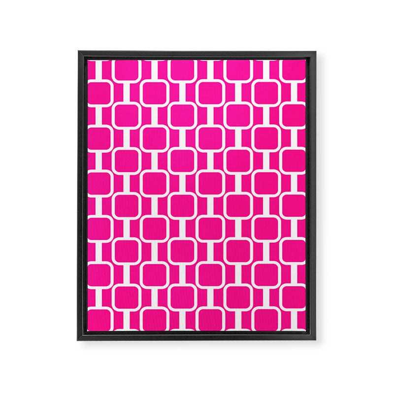 Mod Links Retro Geometric Pattern in Hot Pink and White  Framed Canvas Print Gallery Image 8
