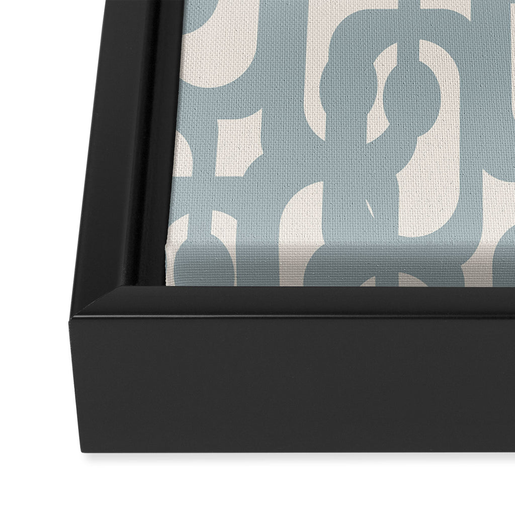 Mod Loops - Mid Century Modern Pattern in Light Blue-Gray and Cream Framed Canvas Print Gallery Image 3