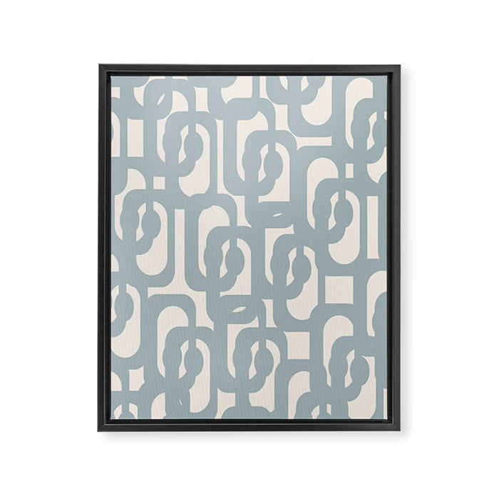 Mod Loops - Mid Century Modern Pattern in Light Blue-Gray and Cream Framed Canvas Print Gallery Image 1