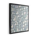 Mod Loops - Mid Century Modern Pattern in Light Blue-Gray and Cream Framed Canvas Print Gallery Image 2