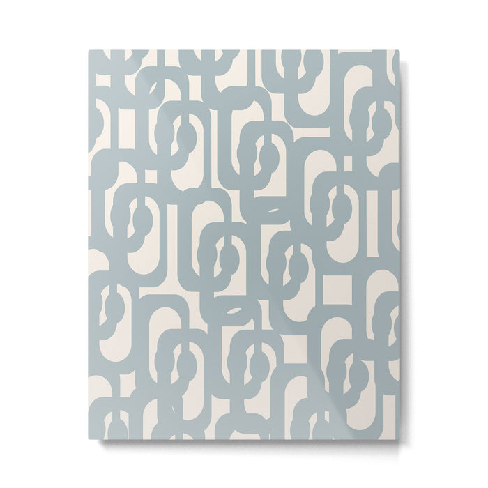Mod Loops - Mid Century Modern Pattern in Light Blue-Gray and Cream Metal Print Gallery Image 1