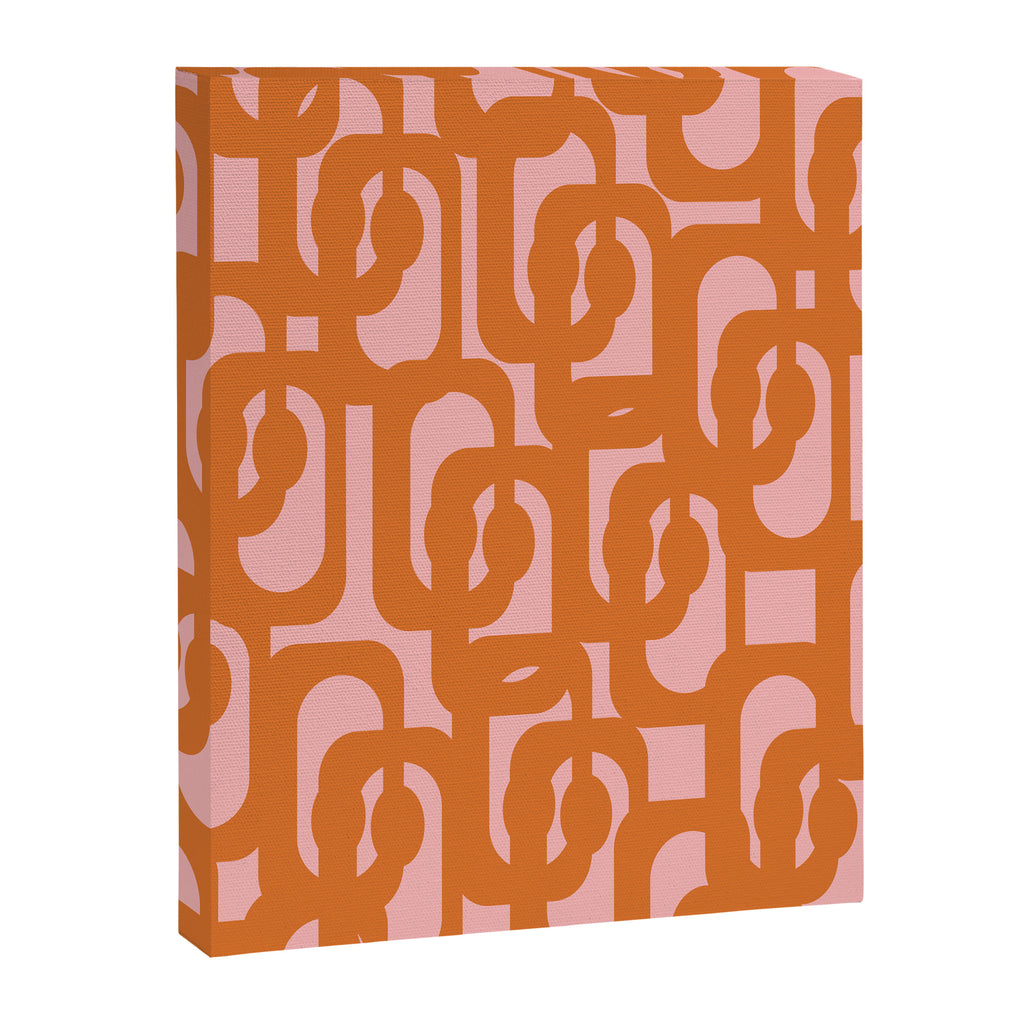 Mod Loops Orange and Pink Abstract Geometric Pattern Canvas Print Gallery Image 8