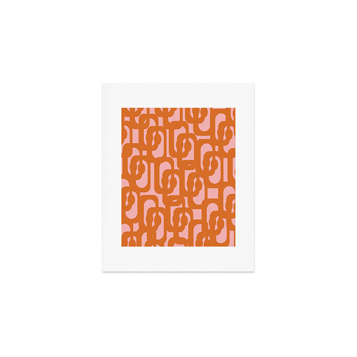 Mod Loops Orange and Pink Abstract Geometric Pattern Art Print Gallery Image 1