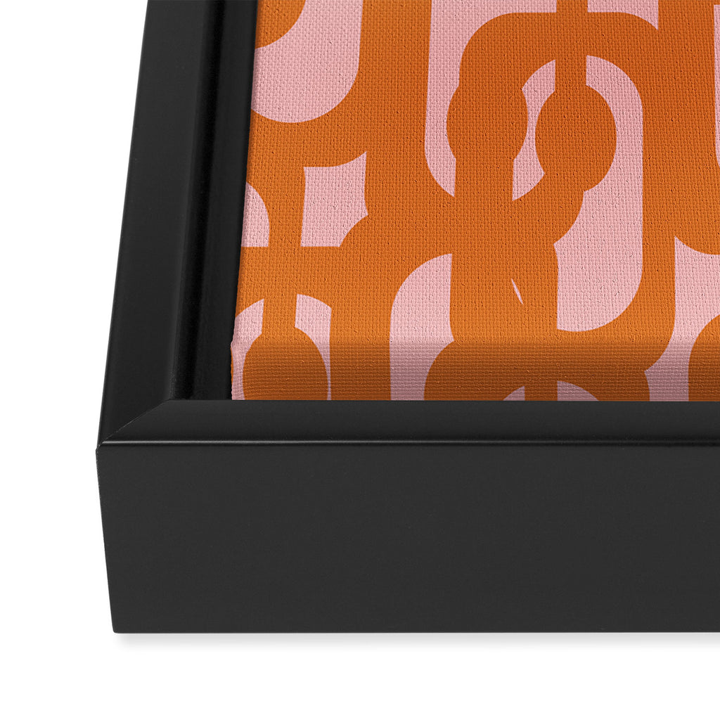 Mod Loops Orange and Pink Abstract Geometric Pattern Framed Canvas Print Gallery Image 3