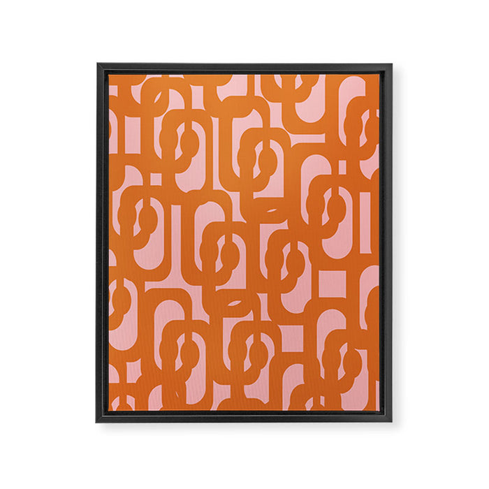Mod Loops Orange and Pink Abstract Geometric Pattern Framed Canvas Print Gallery Image 1