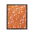 Mod Loops Orange and Pink Abstract Geometric Pattern Framed Canvas Print Gallery Image 8