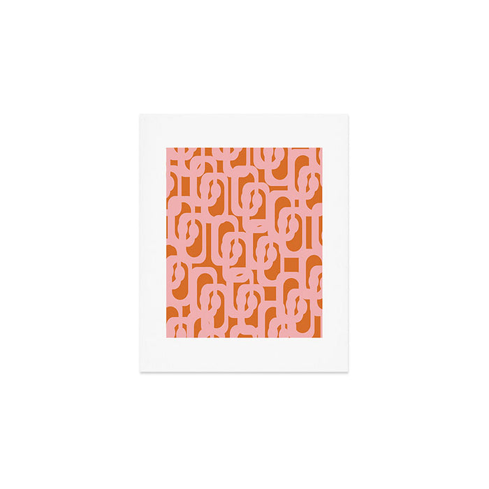 Mod Loops Pink and Orange Abstract Geometric Pattern Art Print Gallery Image 1
